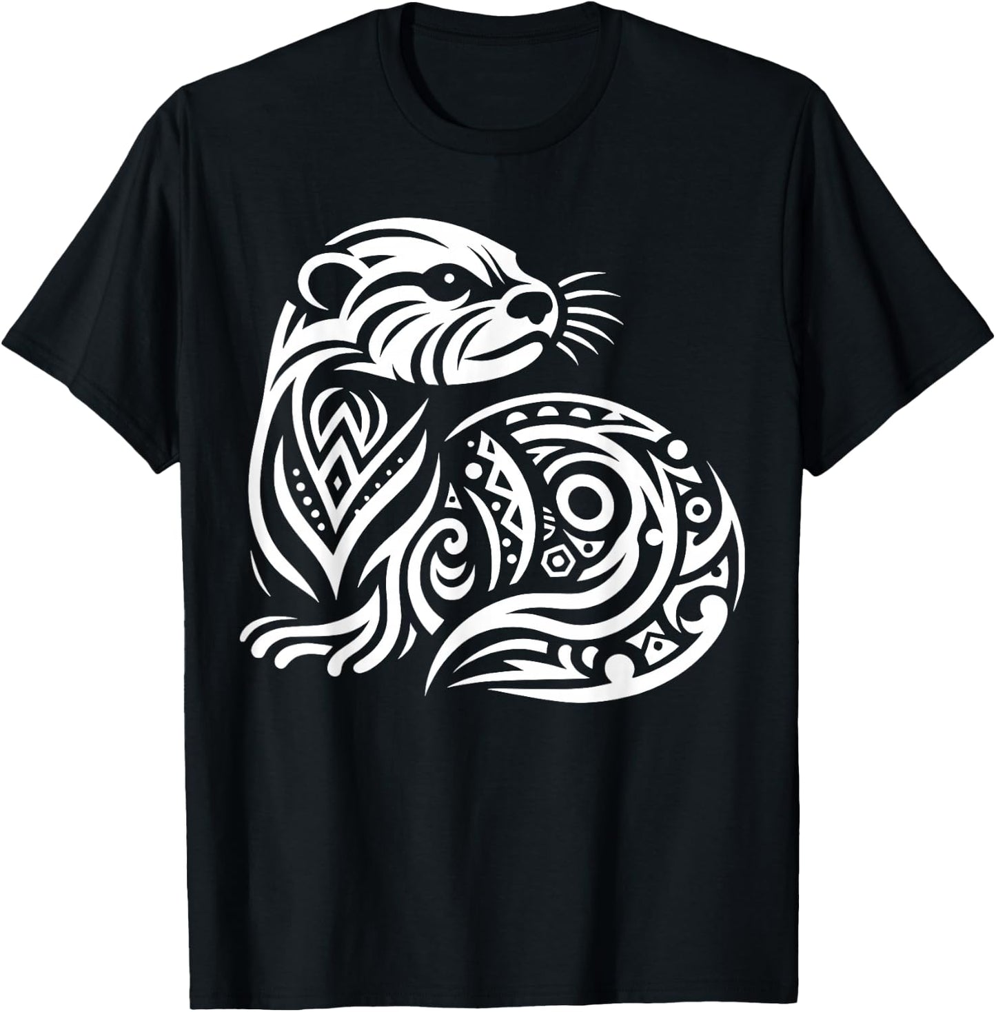 Tribal North American River Otter T-Shirt - T-Shirt | Black