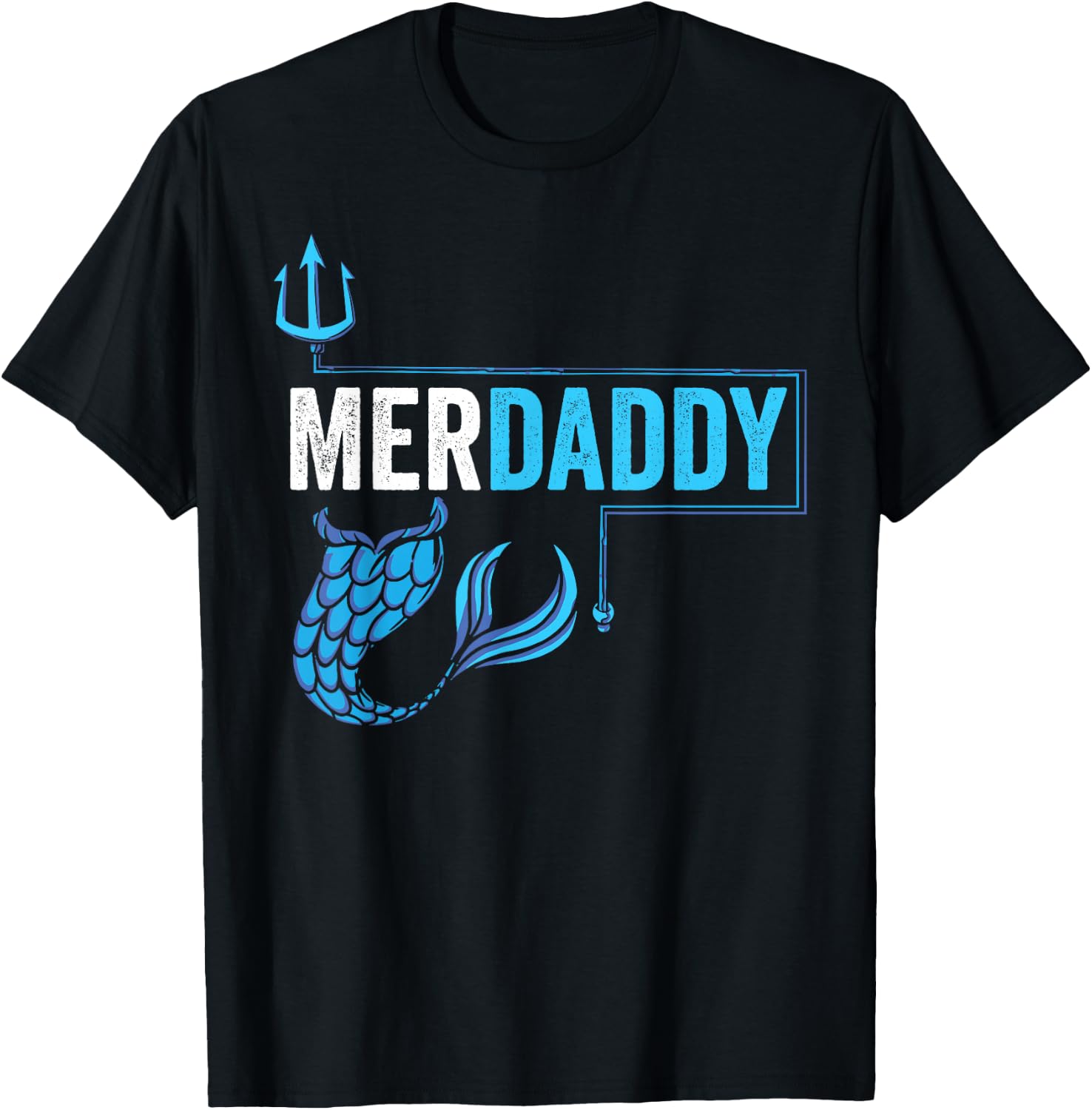 Merdaddy Merdad Mermaid Safety Retro Father's Day T-Shirt - T-Shirt | Black
