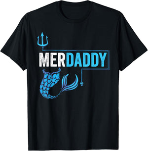 Merdaddy Merdad Mermaid Safety Retro Father's Day T-Shirt - T-Shirt | Black