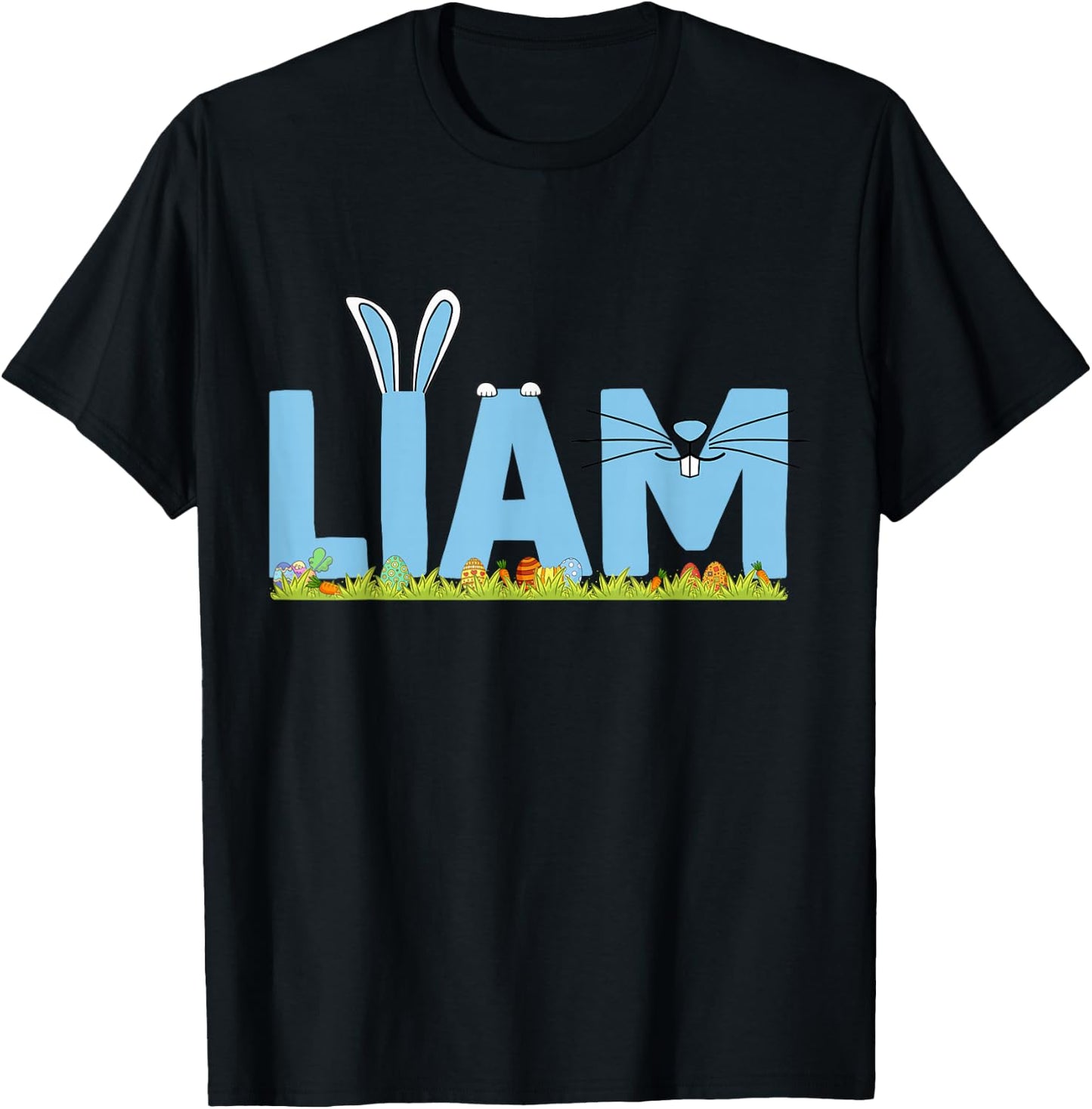 Happy Easter Day Bunny Rabbit Kids Cute Love Liam T-Shirt - T-Shirt | Black