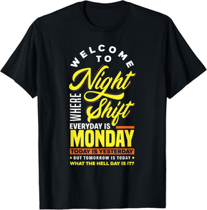 Funny Night Shift Worker Overnight Shift Pun T-Shirt - T-Shirt | Black