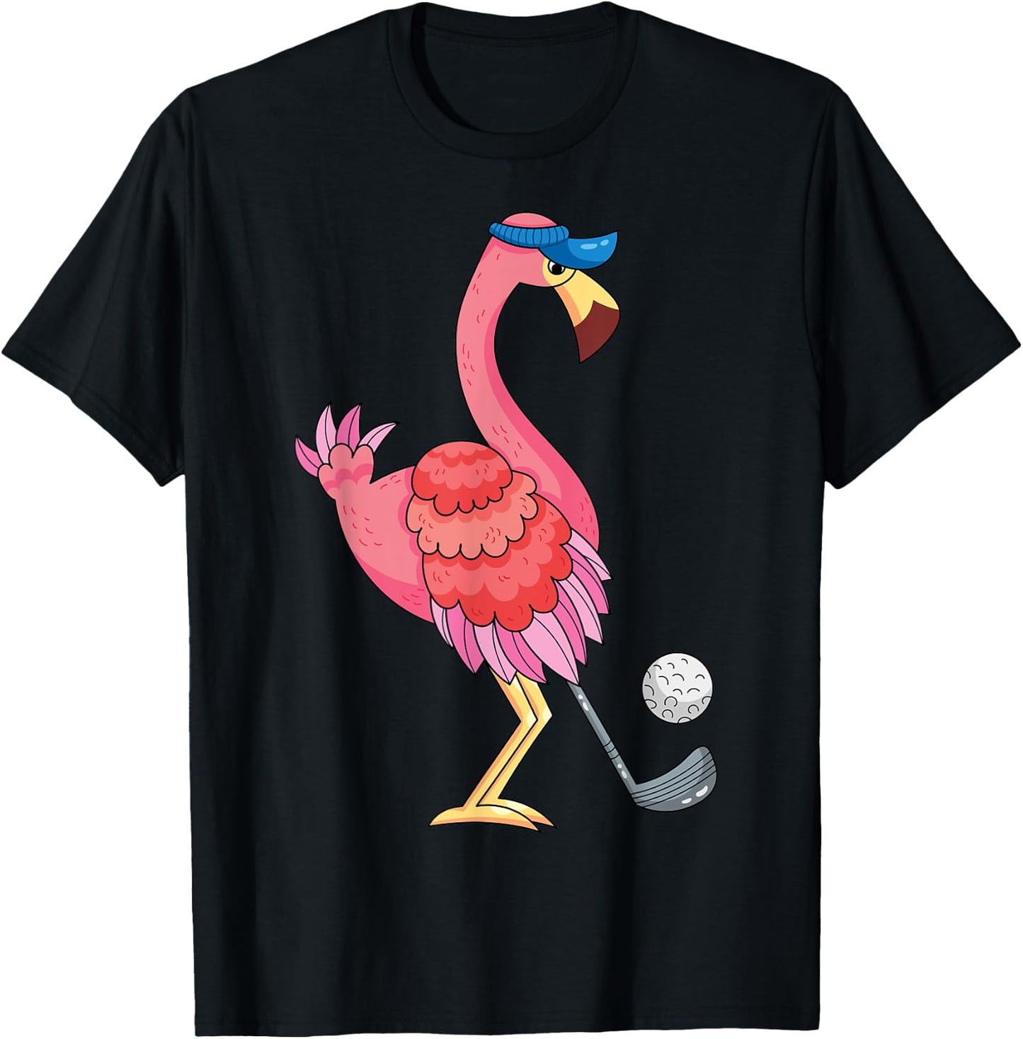 Funny Flamingo Playing Golf Flamingo Golfing Flamingo Golf T-Shirt - T-Shirt | Black