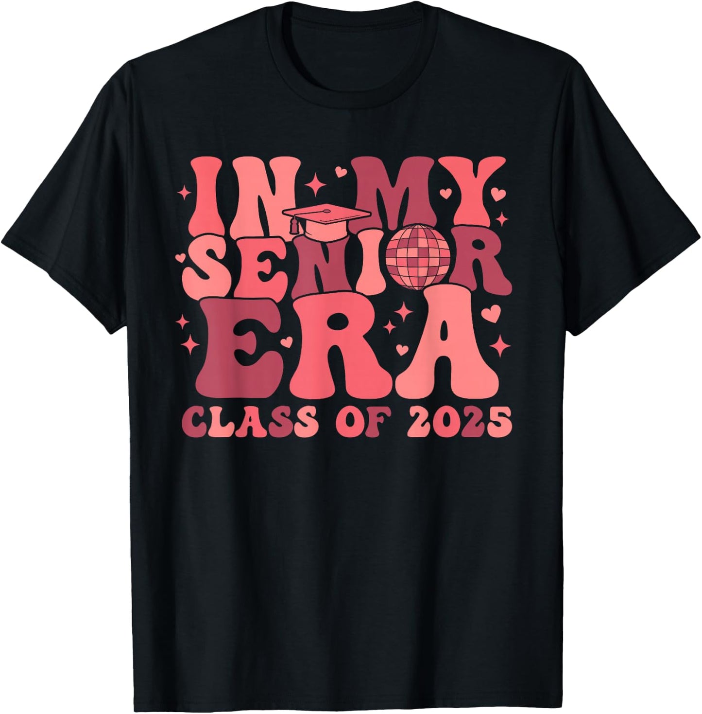 In My Senior Era Class of 2025 Groovy Senior 2025 Graduation T-Shirt - T-Shirt | Black