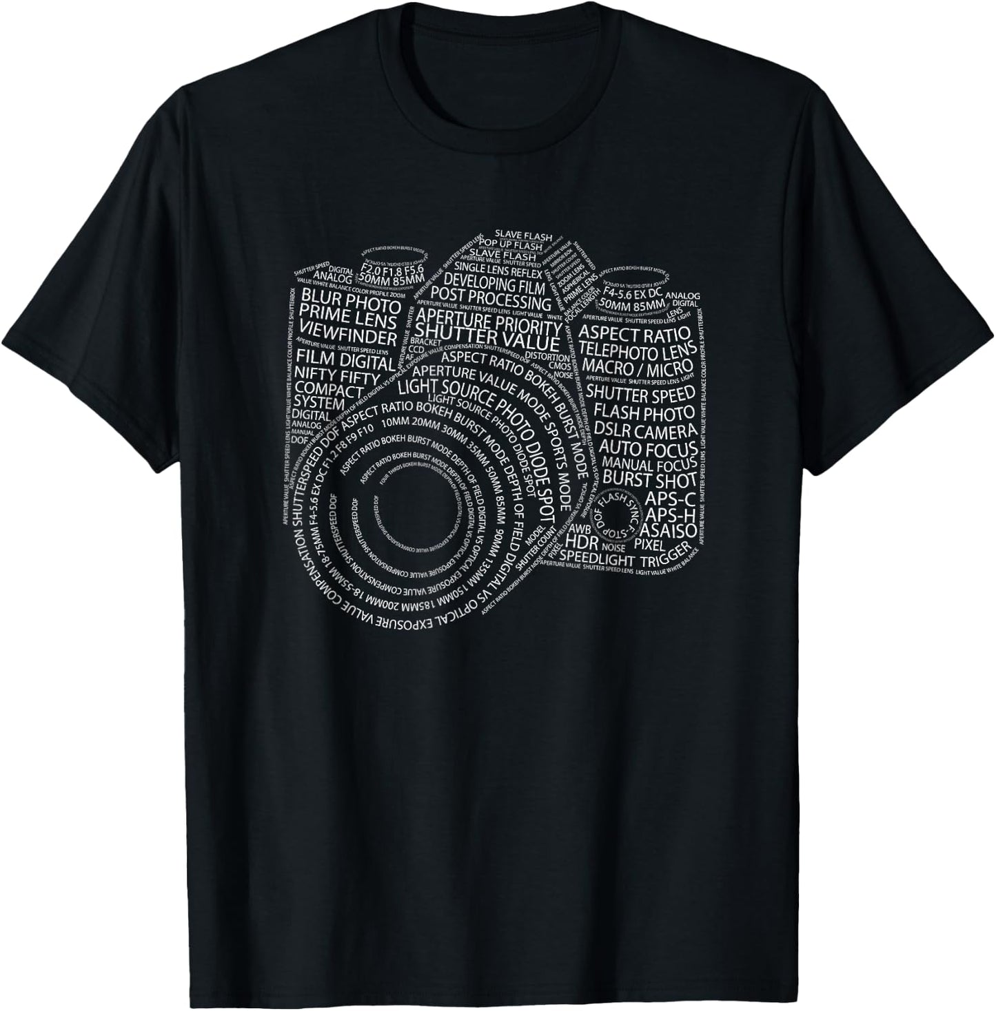 Photo Camera Word Cloud. Funny Gift Photography fan T-Shirt - T-Shirt | Black