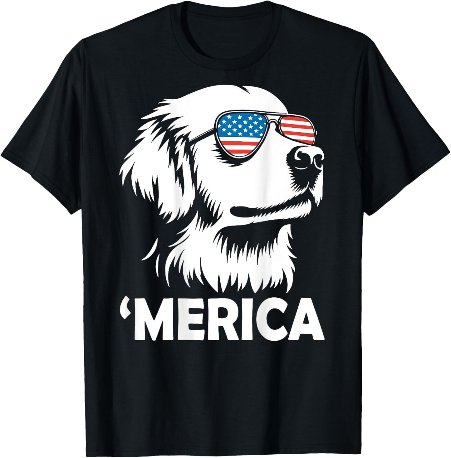 Golden Retriever 4th of July Merica T-Shirt - T-Shirt | Black