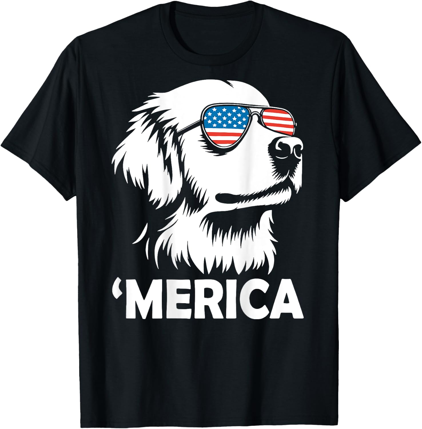 Golden Retriever 4th of July Merica T-Shirt - T-Shirt | Black