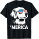 Golden Retriever 4th of July Merica T-Shirt - T-Shirt | Black