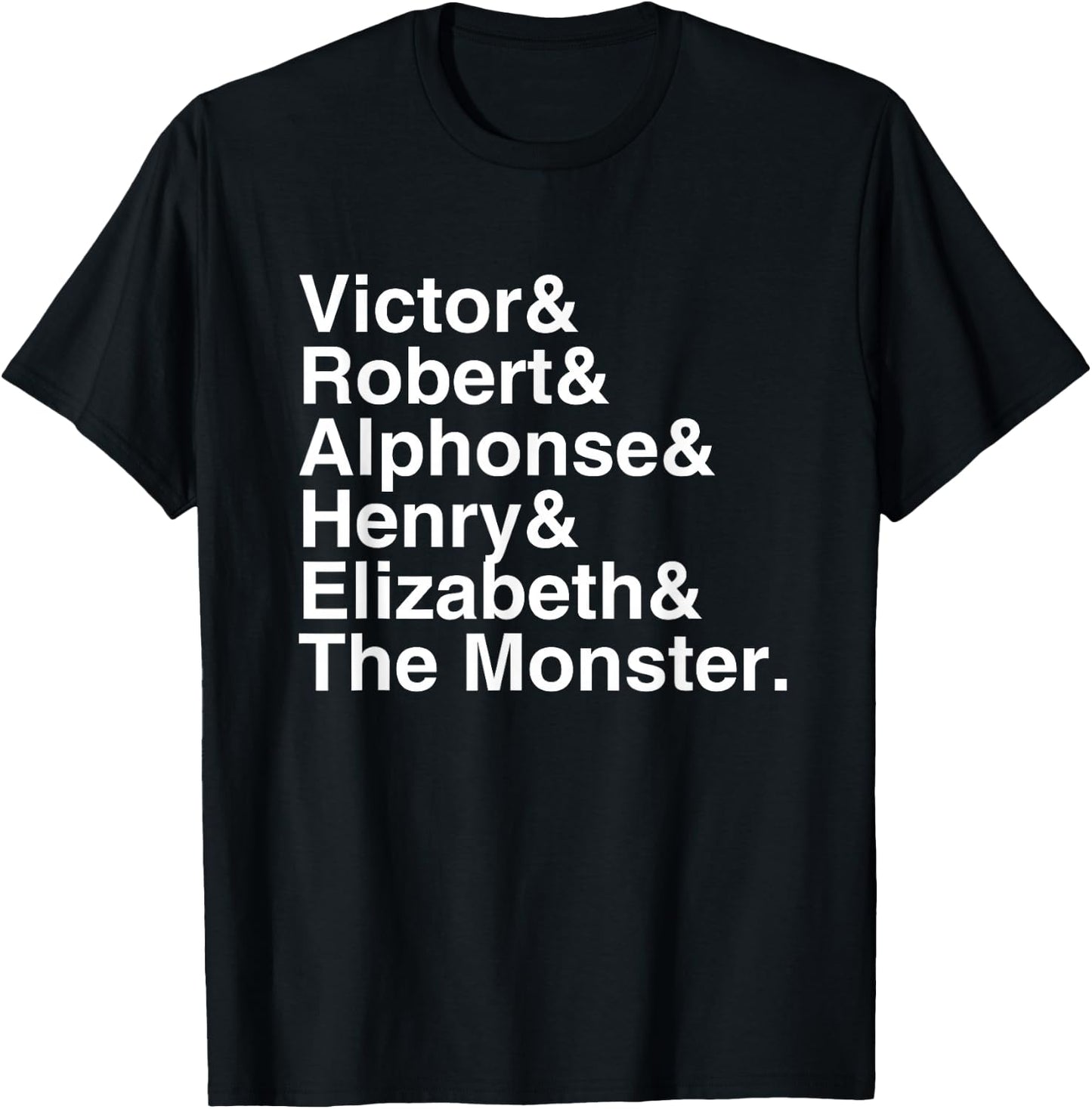 Mary Shelley - Frankenstein Character List T-Shirt - T-Shirt | Black
