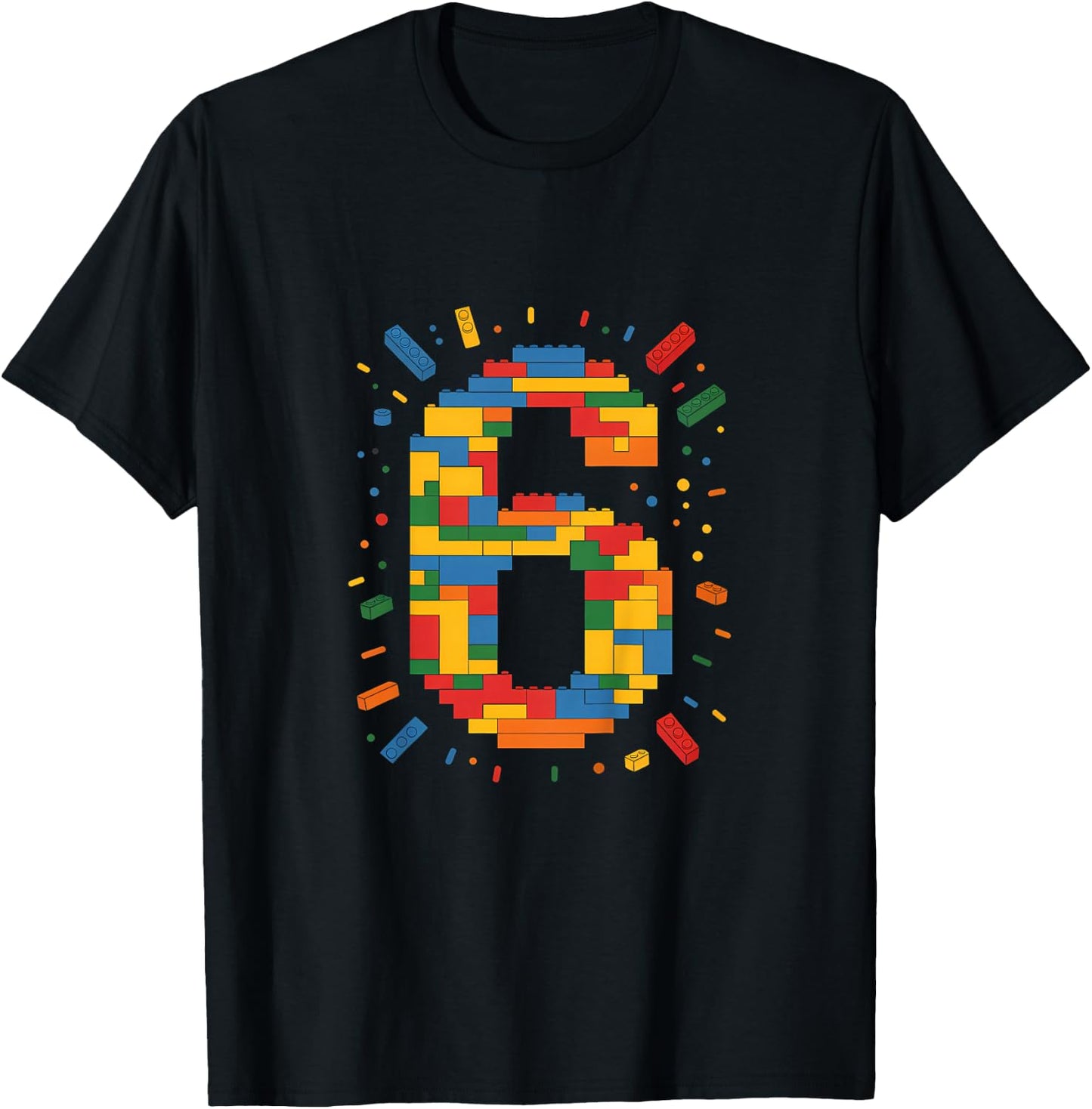 Ich Bin 6 Bausteine Geburtstag Klemmbausteine 6. Geburtstag T-Shirt - T-Shirt | Black