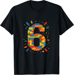Ich Bin 6 Bausteine Geburtstag Klemmbausteine 6. Geburtstag T-Shirt - T-Shirt | Black