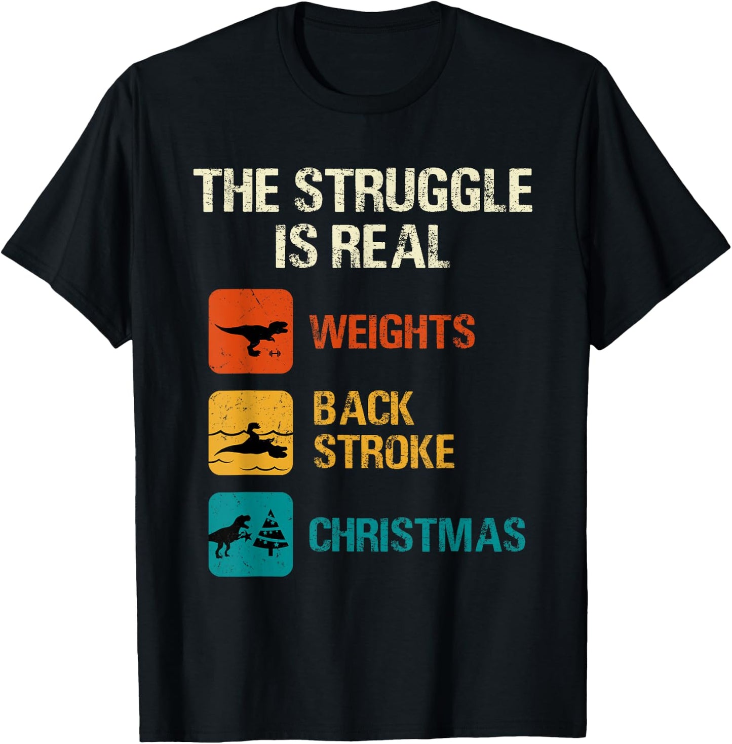 The struggle is real Funny T-Rex Dinosaur Retro Vintage T-Shirt - T-Shirt | Black