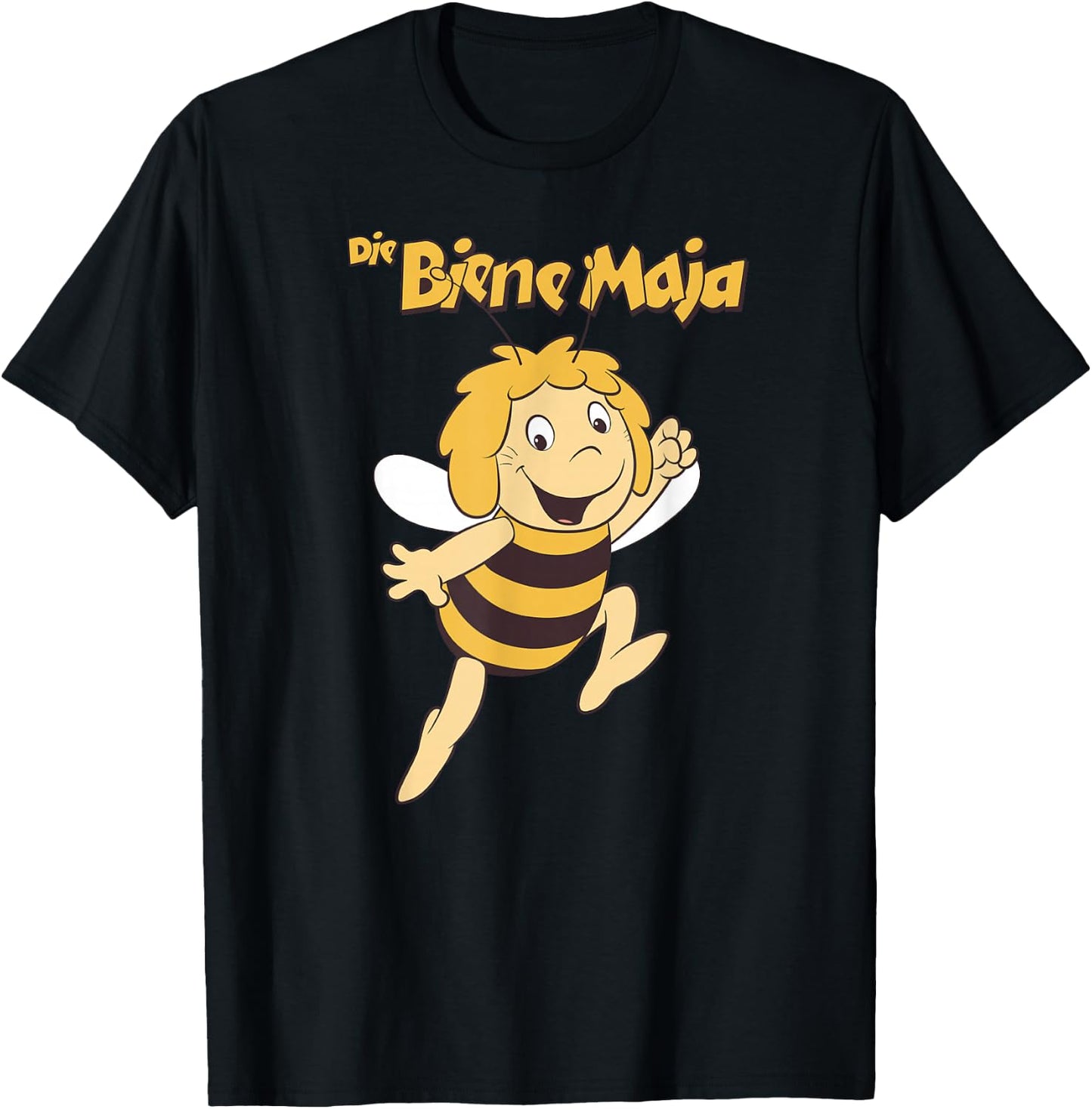 Official Maya the Bee Retro Motif Cartoon Series Logo Show T-Shirt - T-Shirt | Black