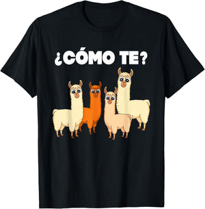 Funny Spanish , Como Te Llama, Llama T-Shirt - T-Shirt | Black