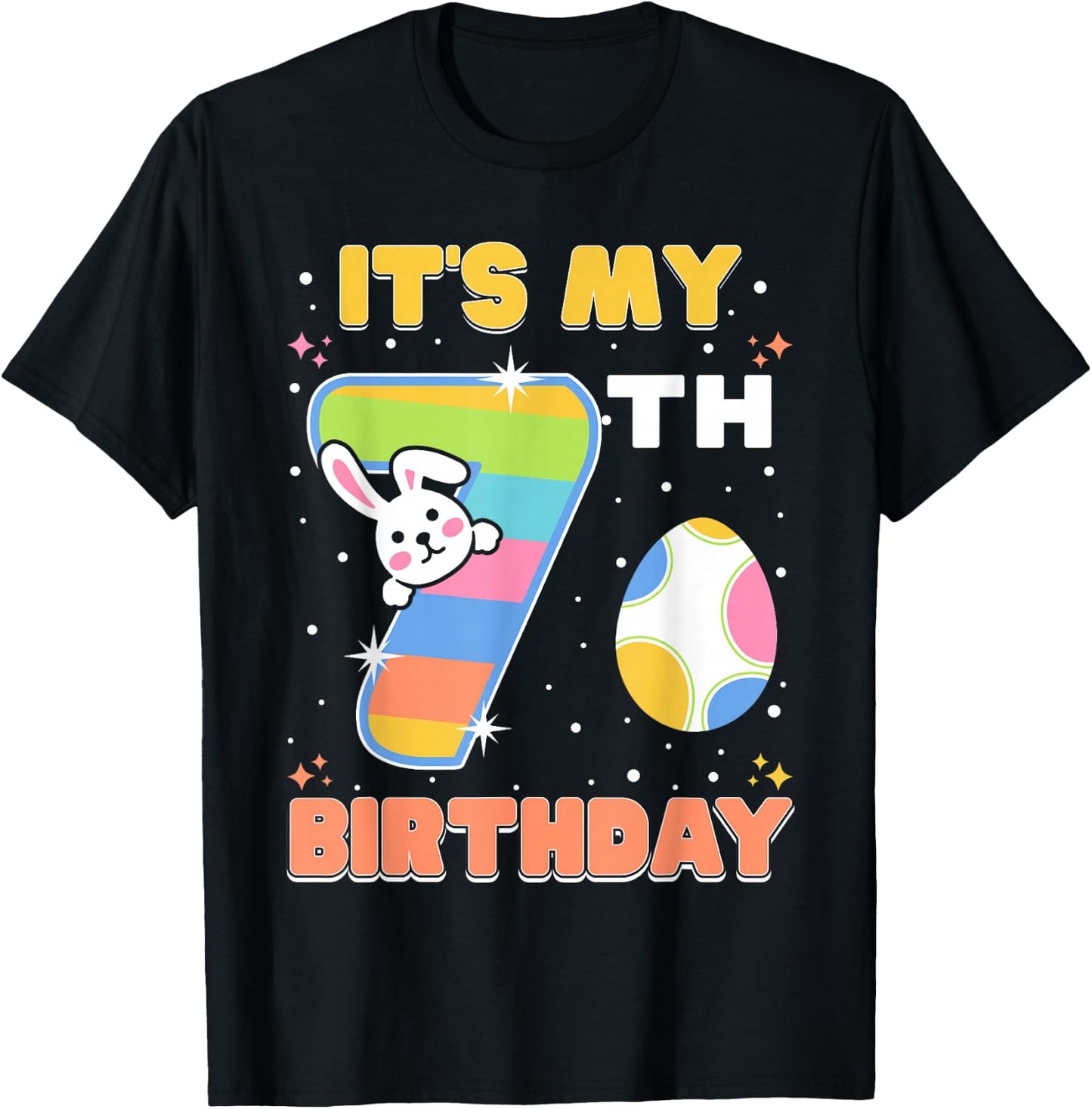 It's My 7th Birthday Easter Bunny 7 Years Old Girls Boys T-Shirt - T-Shirt | Black