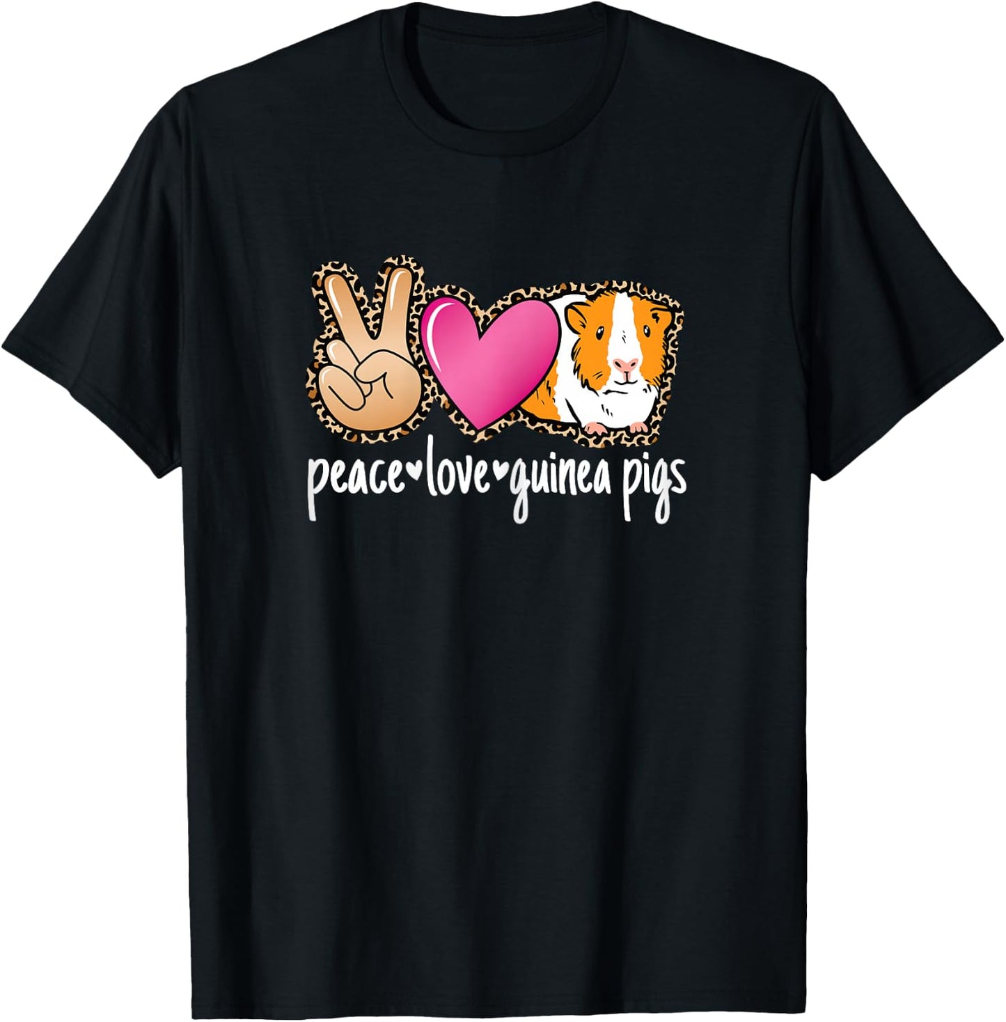 Peace Love Guinea Pigs Cute Guinea Pig Lover Women Girls T-Shirt - T-Shirt | Black