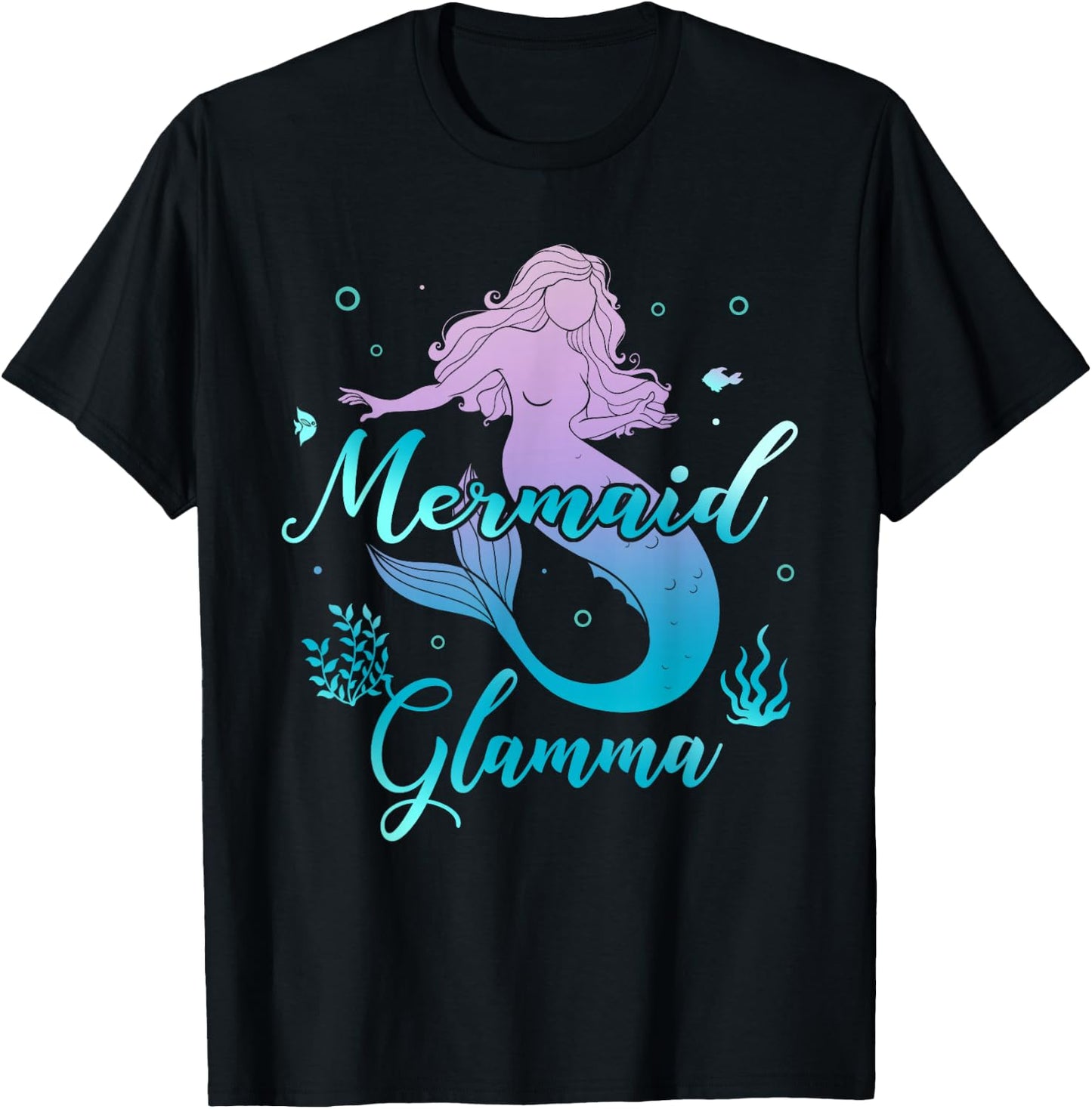 Mermaid Glamma Matching Mermaid Squad Birthday Party T-Shirt - T-Shirt | Black