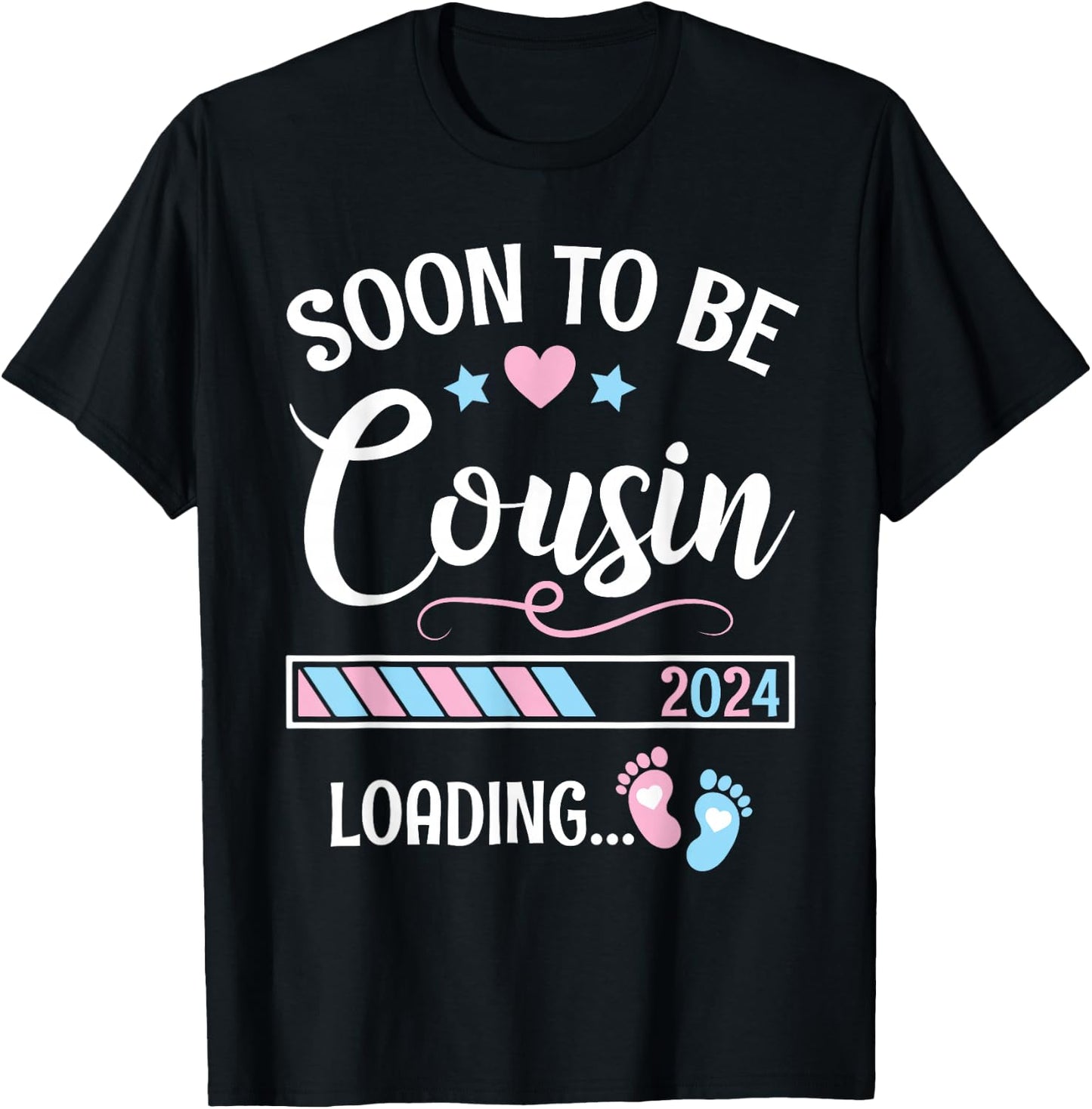 Heart Stars Happy Mother Day Soon To Be Cousin 2024 Loading T-Shirt - T-Shirt | Black