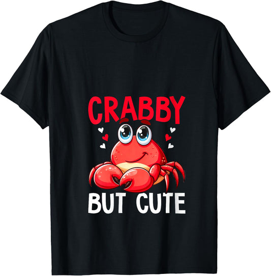 Crabby But Cute Crabbing Crab Fishing Crabs Lover V-Neck T-Shirt - T-Shirt | Black