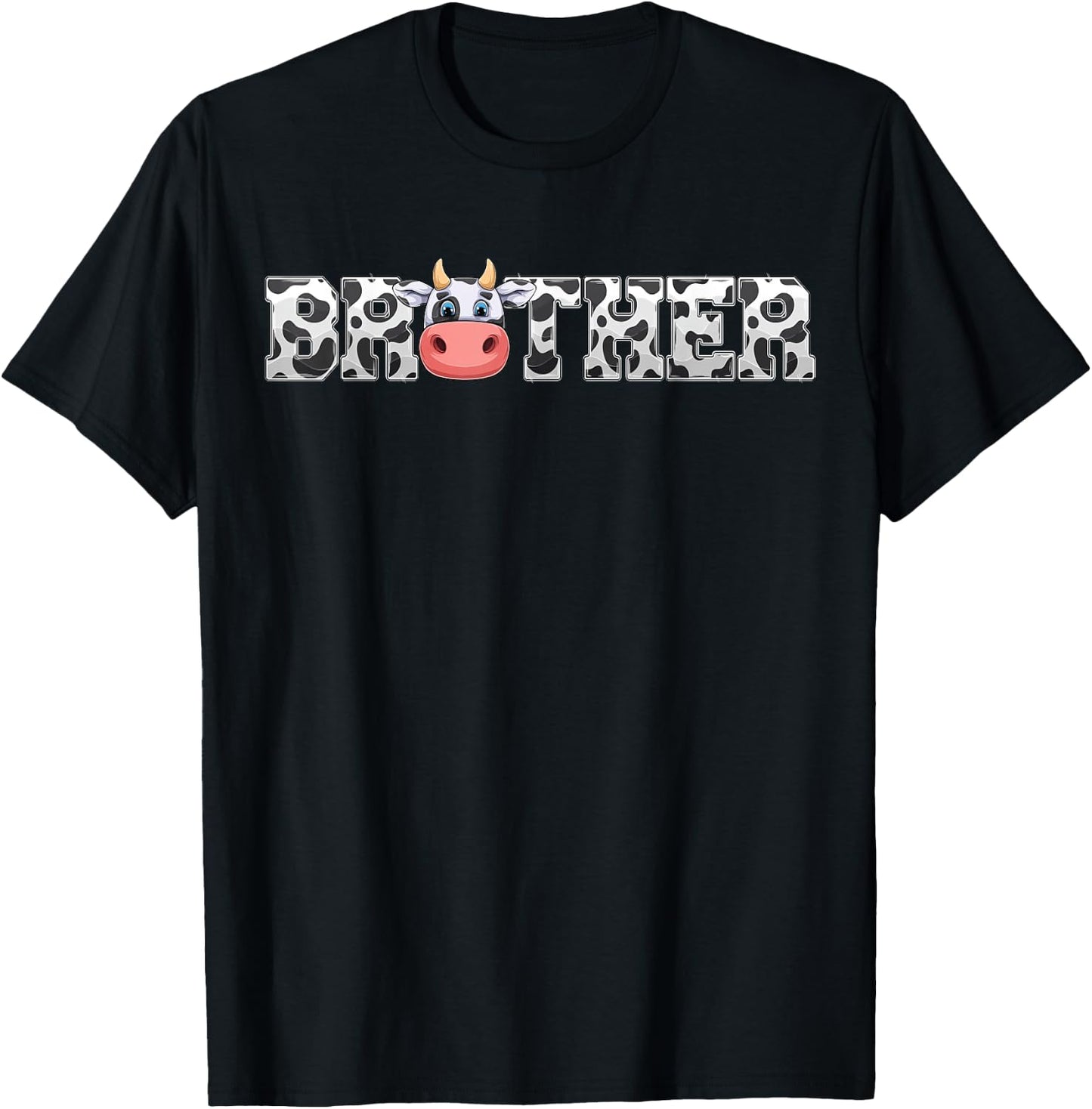 Brother Cow Print Cowboy Animal Pattern Farmer Cow Brother T-Shirt - T-Shirt | Black