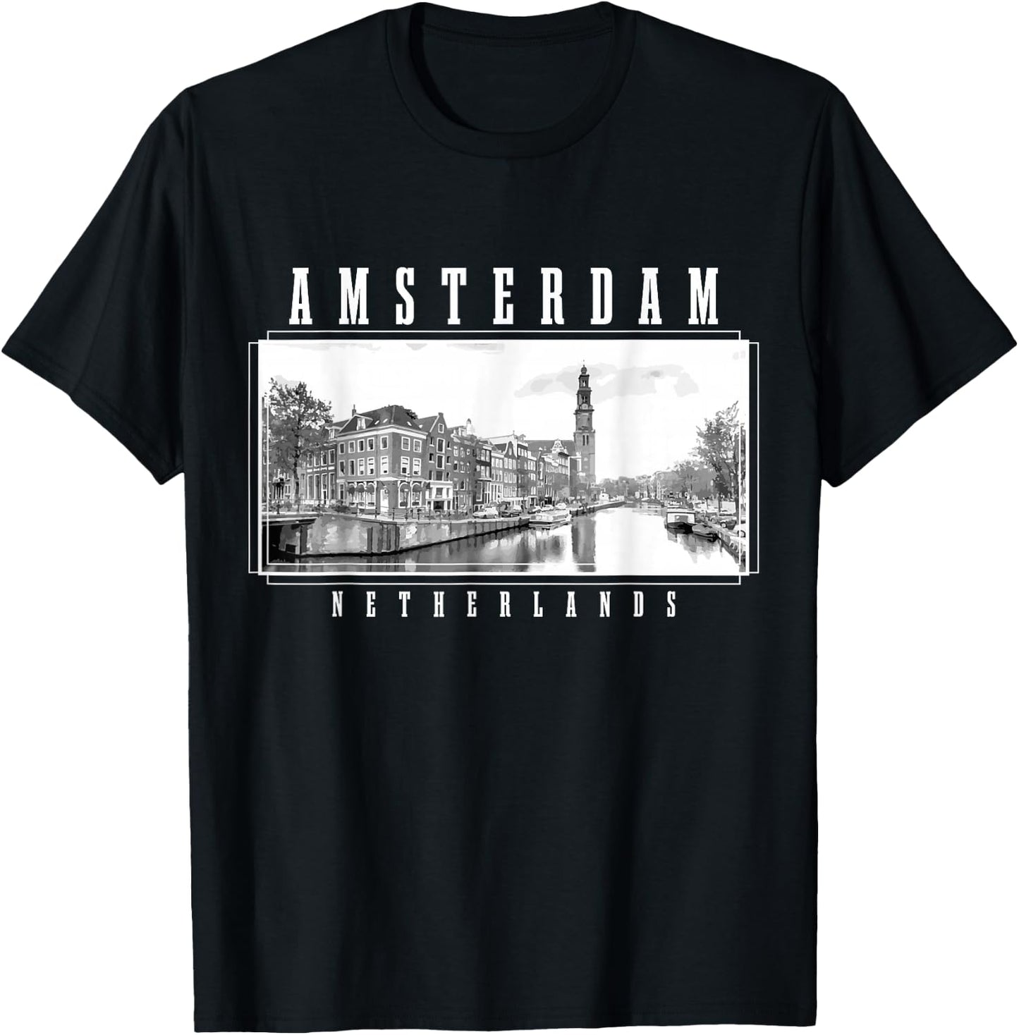 Amsterdam Vintage Holland Netherlands Souvenir Amsterdam T-Shirt - T-Shirt | Black