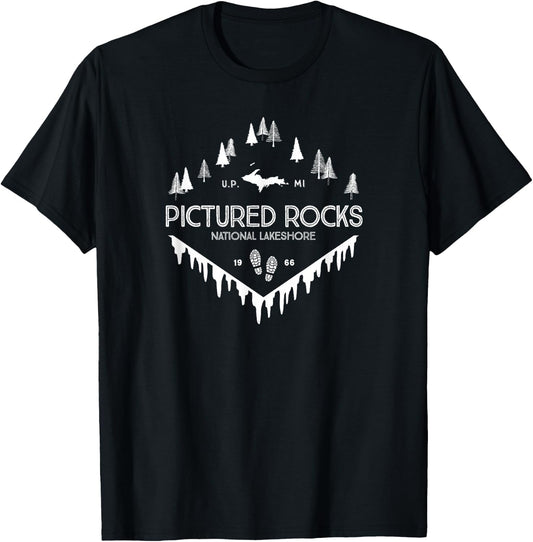Pictured Rocks National Lakeshore Ice Caves UP Michigan T-Shirt - T-Shirt | Black
