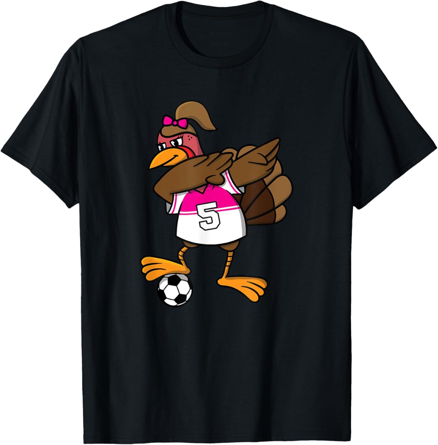 Thanksgiving Turkey Shirt for Girls Soccer Dab Dabbing Funny T-Shirt - T-Shirt | Black