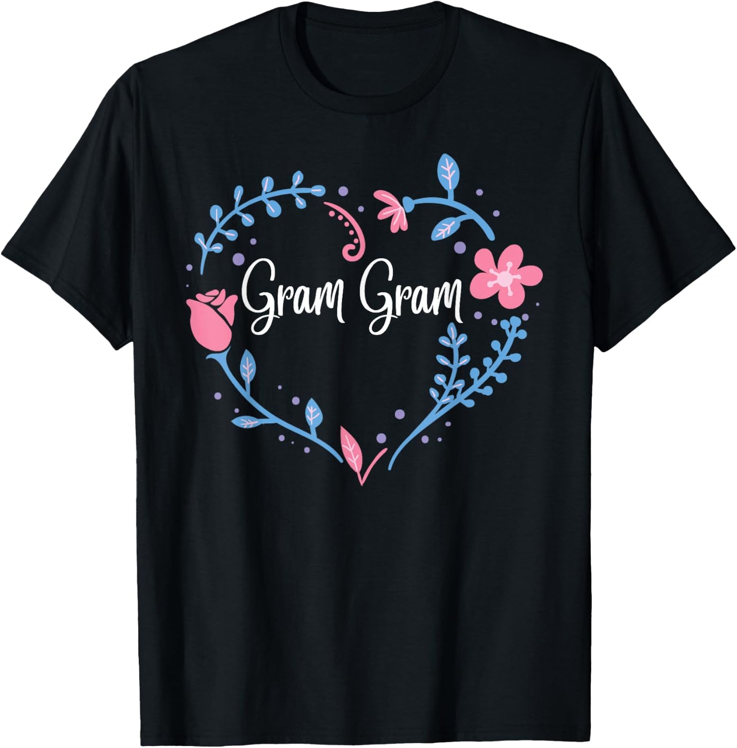 Flower Gram Gram Grandma Christmas Birthday Gift T-Shirt - T-Shirt | Black