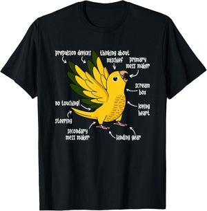 Parrot Anatomy I Golden Conure T-Shirt - T-Shirt | Black