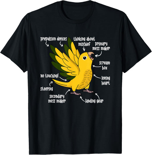 Parrot Anatomy I Golden Conure T-Shirt - T-Shirt | Black