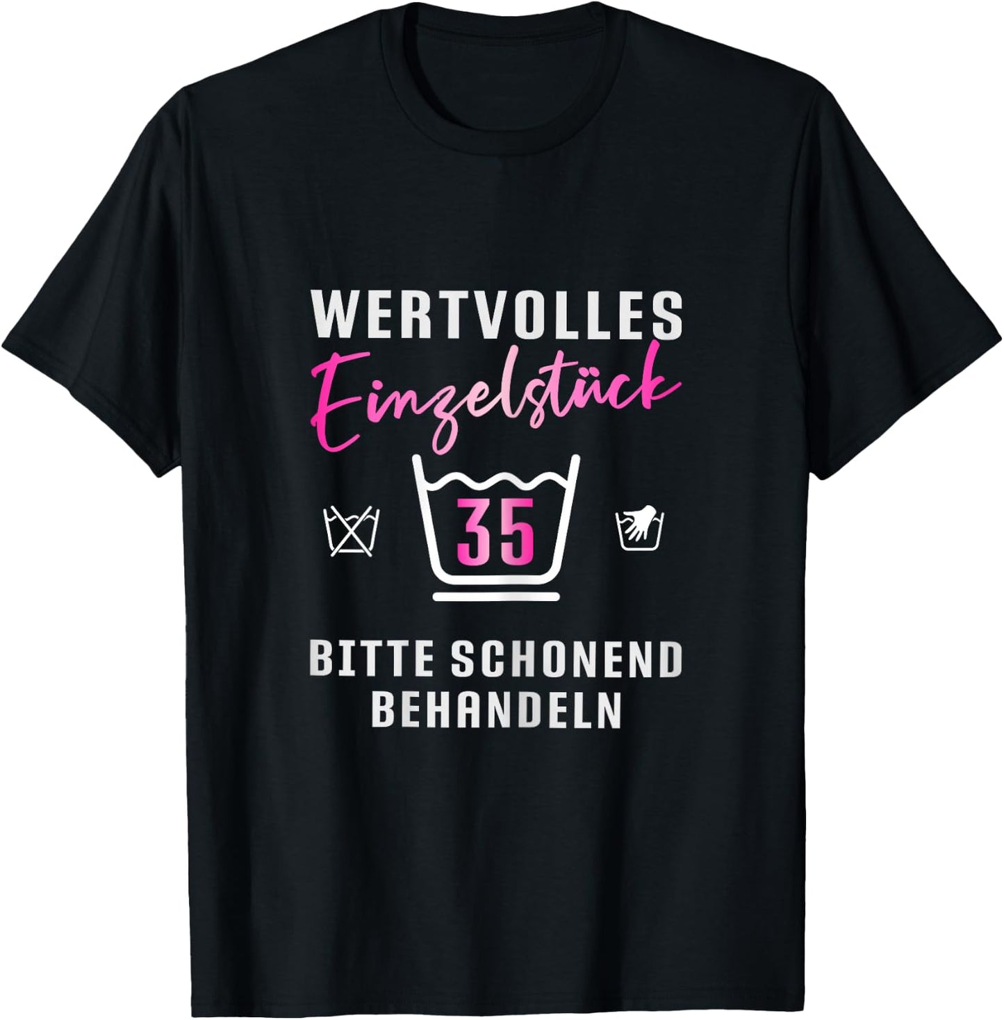 Damen 35ter Geburtstag Waschsymbole Geschenk zum 35. Geburtstag T-Shirt - T-Shirt | Black
