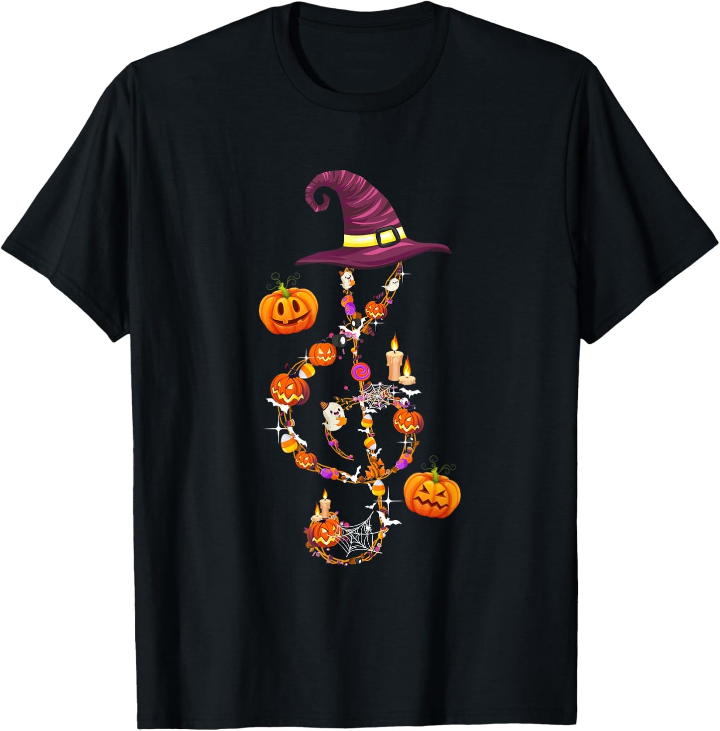 Music Note Symbol Halloween Clef Musical Teacher Music Lover Women Kids T-Shirt - T-Shirt | Black
