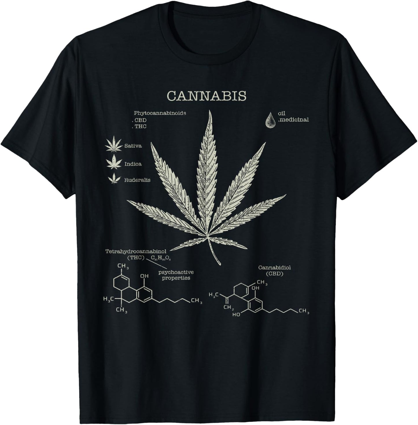 Marijuana Molecule Science Weed Cannabis Shirt T-Shirt - T-Shirt | Black