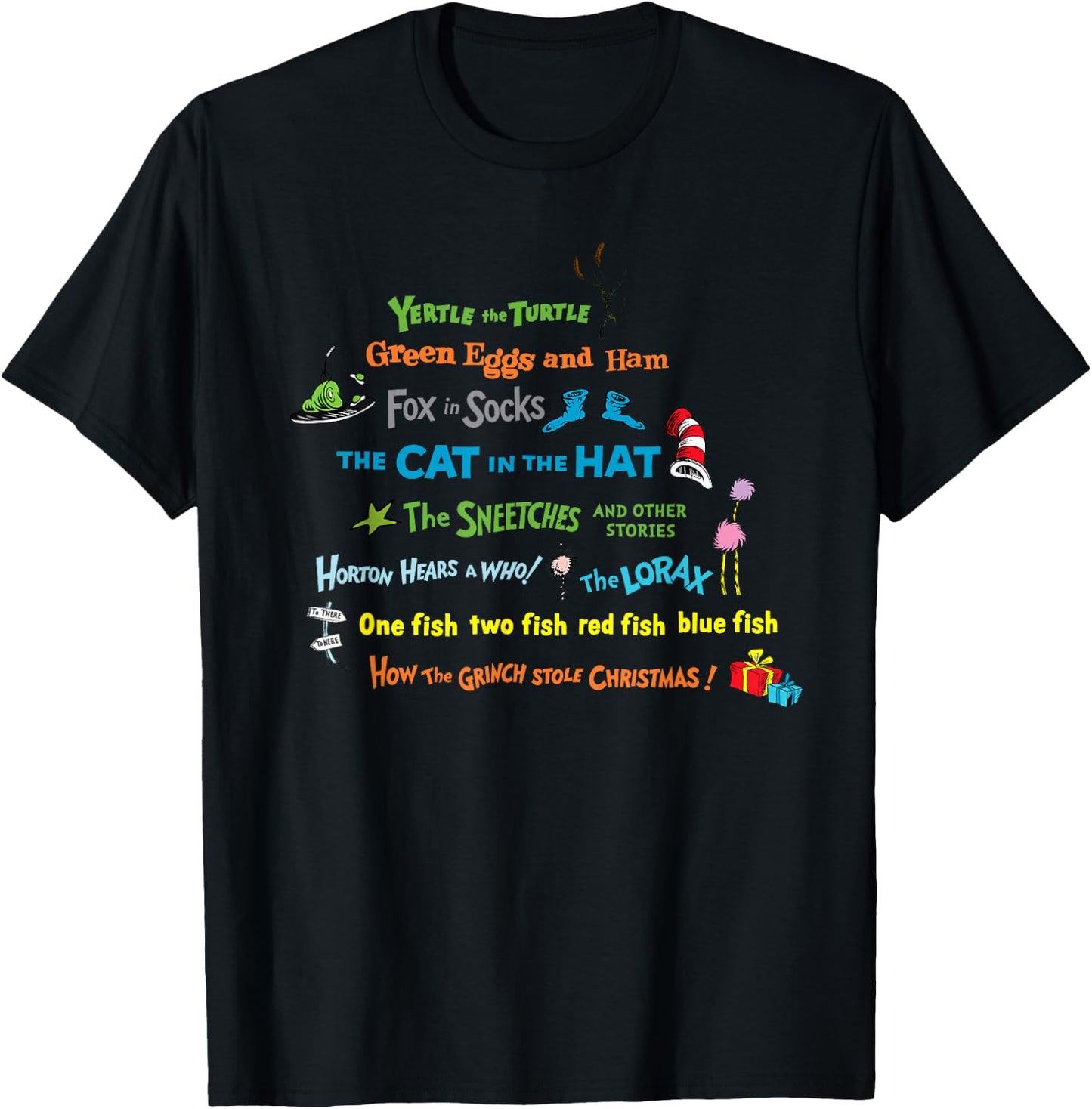 Dr. Seuss Book Title T-Shirt - T-Shirt | Black