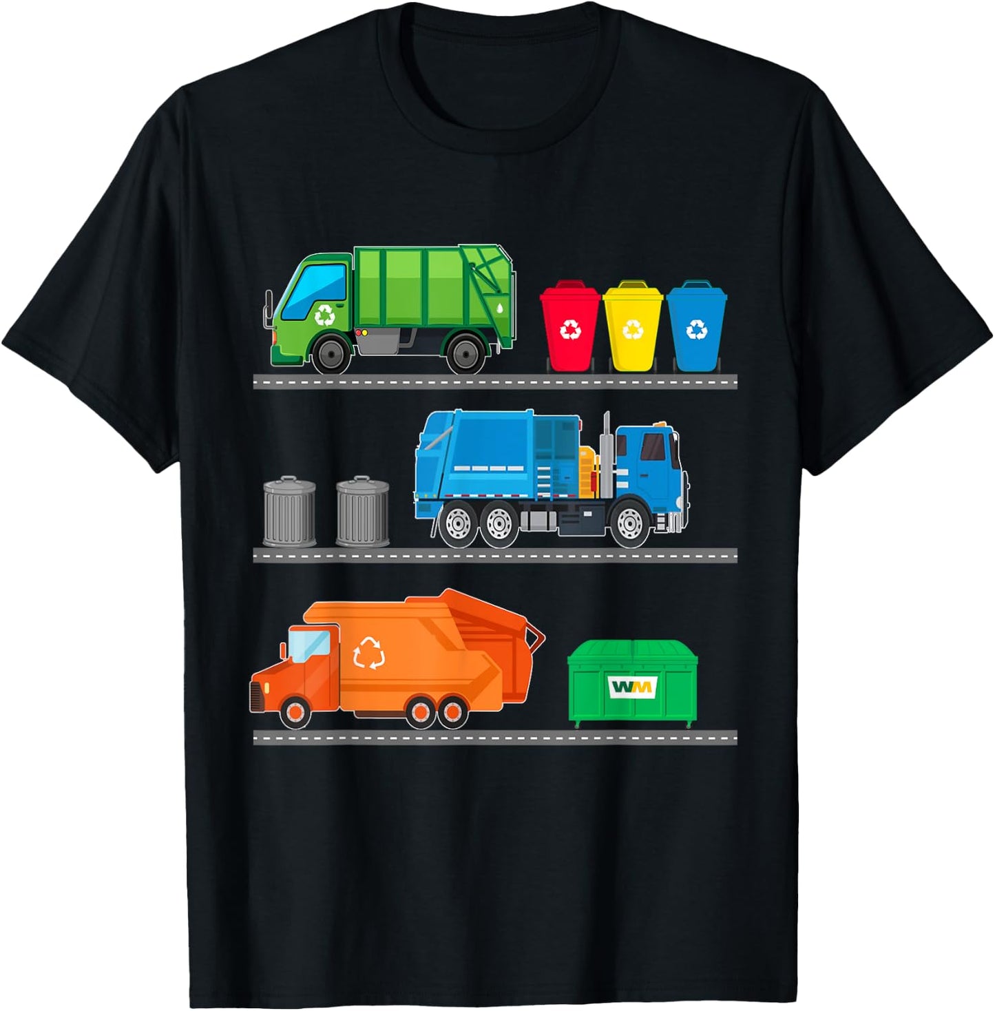 Garbage Truck Recycle Bins Junk Dumpster Rubbish Lorry Toy T-Shirt - T-Shirt | Black