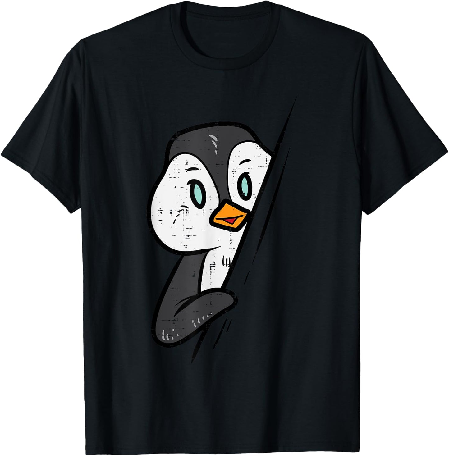 Emperor Penguin Hiding Peeking Cute Women Boys Girls Kid Men T-Shirt - T-Shirt | Black