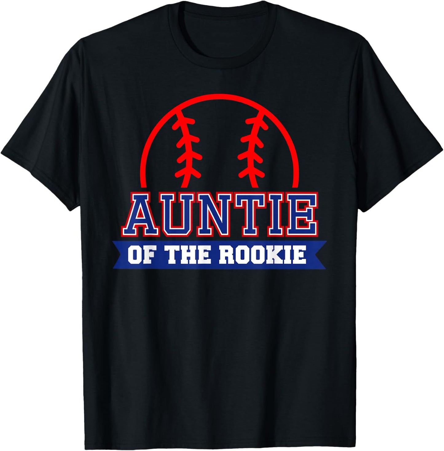 Auntie of Rookie 1st Birthday Baseball Theme Matching Party T-Shirt - T-Shirt | Black
