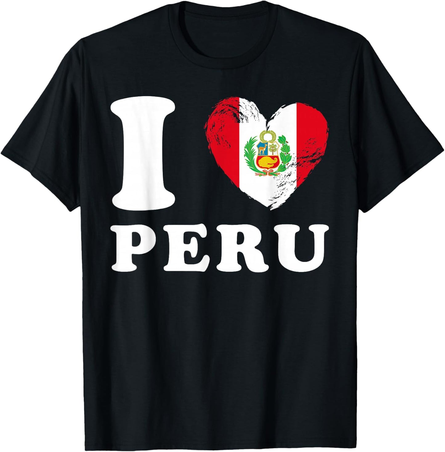 I Love Peru - Heart Flag Peru T-Shirt - T-Shirt | Black