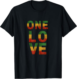 One Love Rasta Reggae Men Women Rastafari Kids gift T-Shirt - T-Shirt | Black