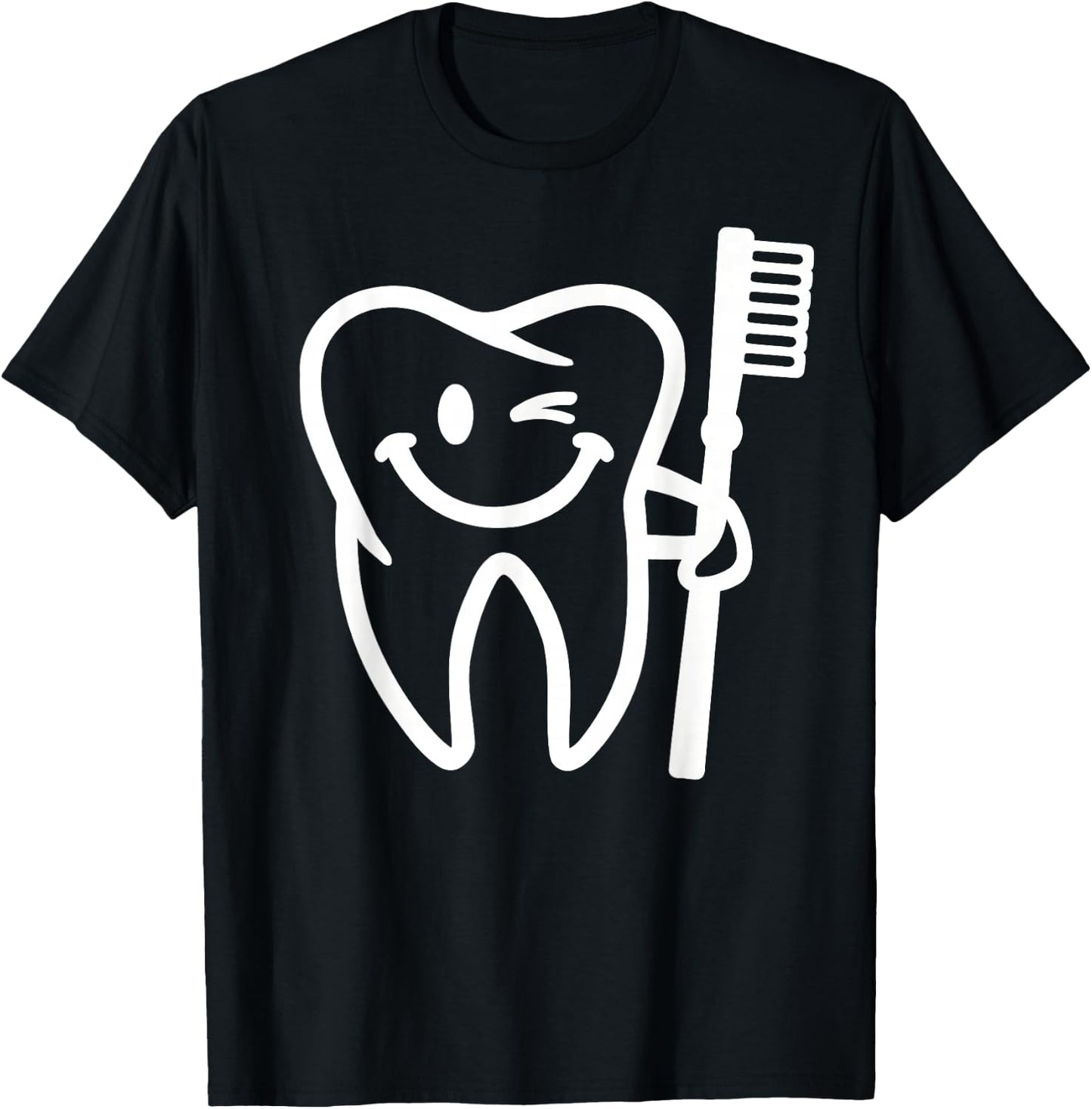 Smiling Tooth with Toothbrush T-Shirt - T-Shirt | Black