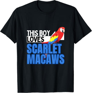 Macaw Shirt Boys Scarlet Macaw Pet Bird Parrot Macaw T-Shirt - T-Shirt | Black
