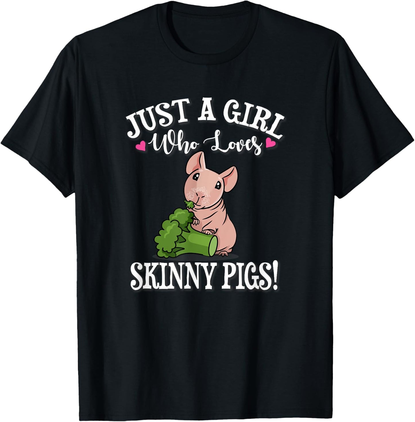 Kids Funny Girl Who Loves Hairless Guinea Pig Mom Lover T-Shirt - T-Shirt | Black