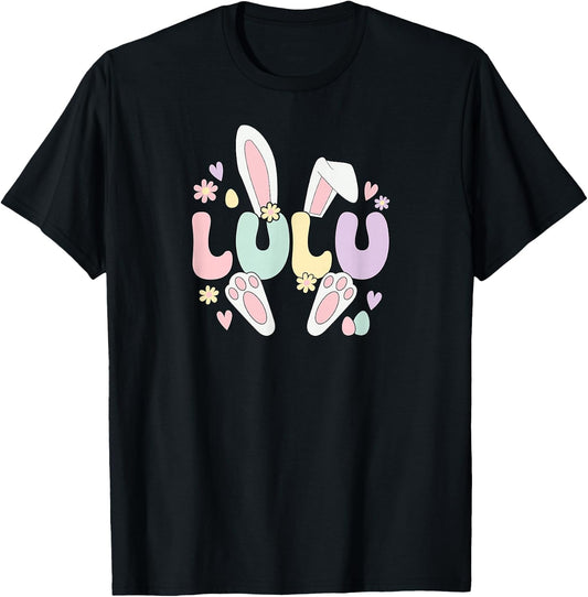 Lulu Grandmother Easter Bunny Lulu Grandma Easter Day T-Shirt - T-Shirt | Black