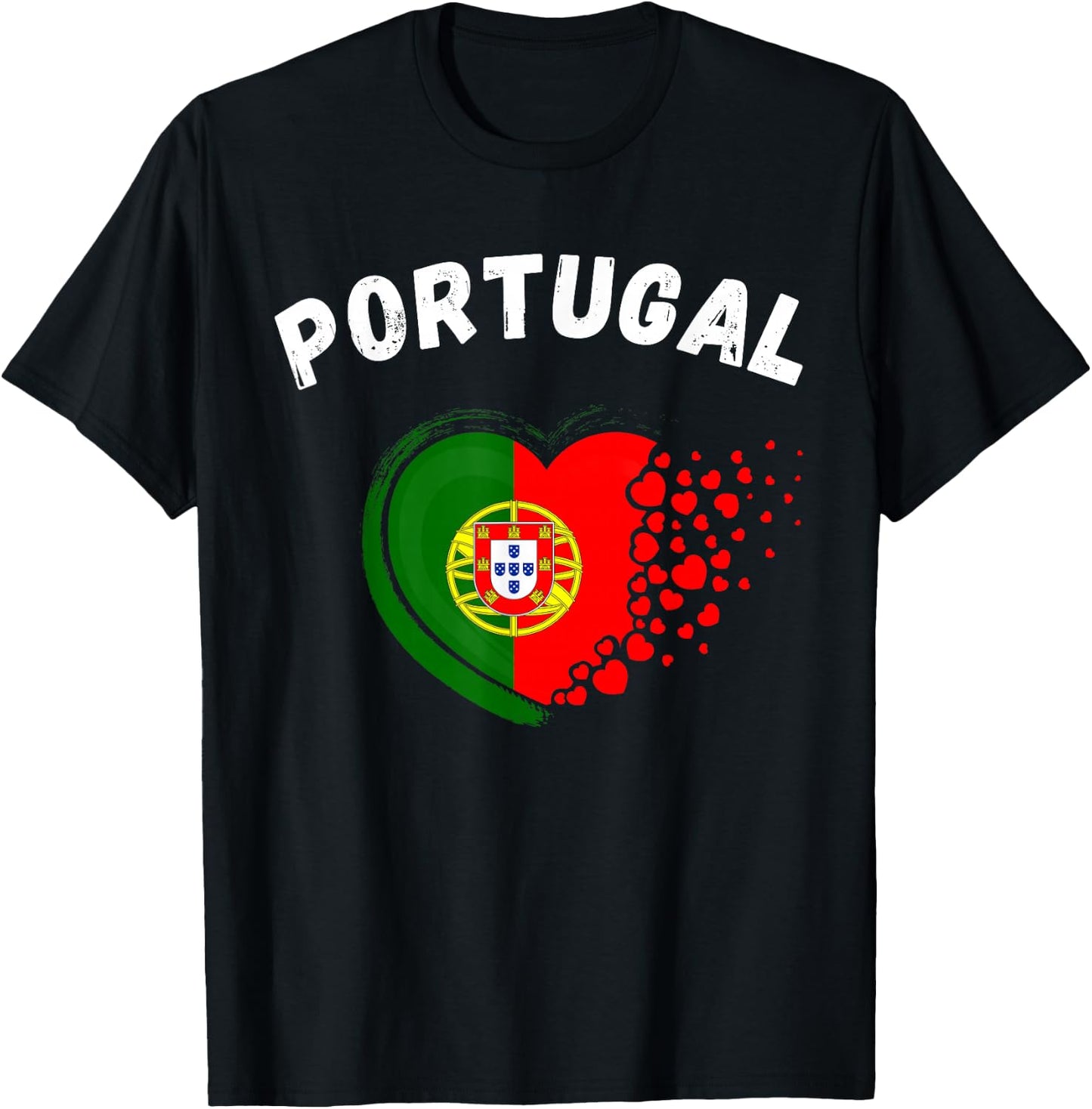 Portugal Flag Heart Outdoor Travel Portuguese to Portugal T-Shirt - T-Shirt | Black