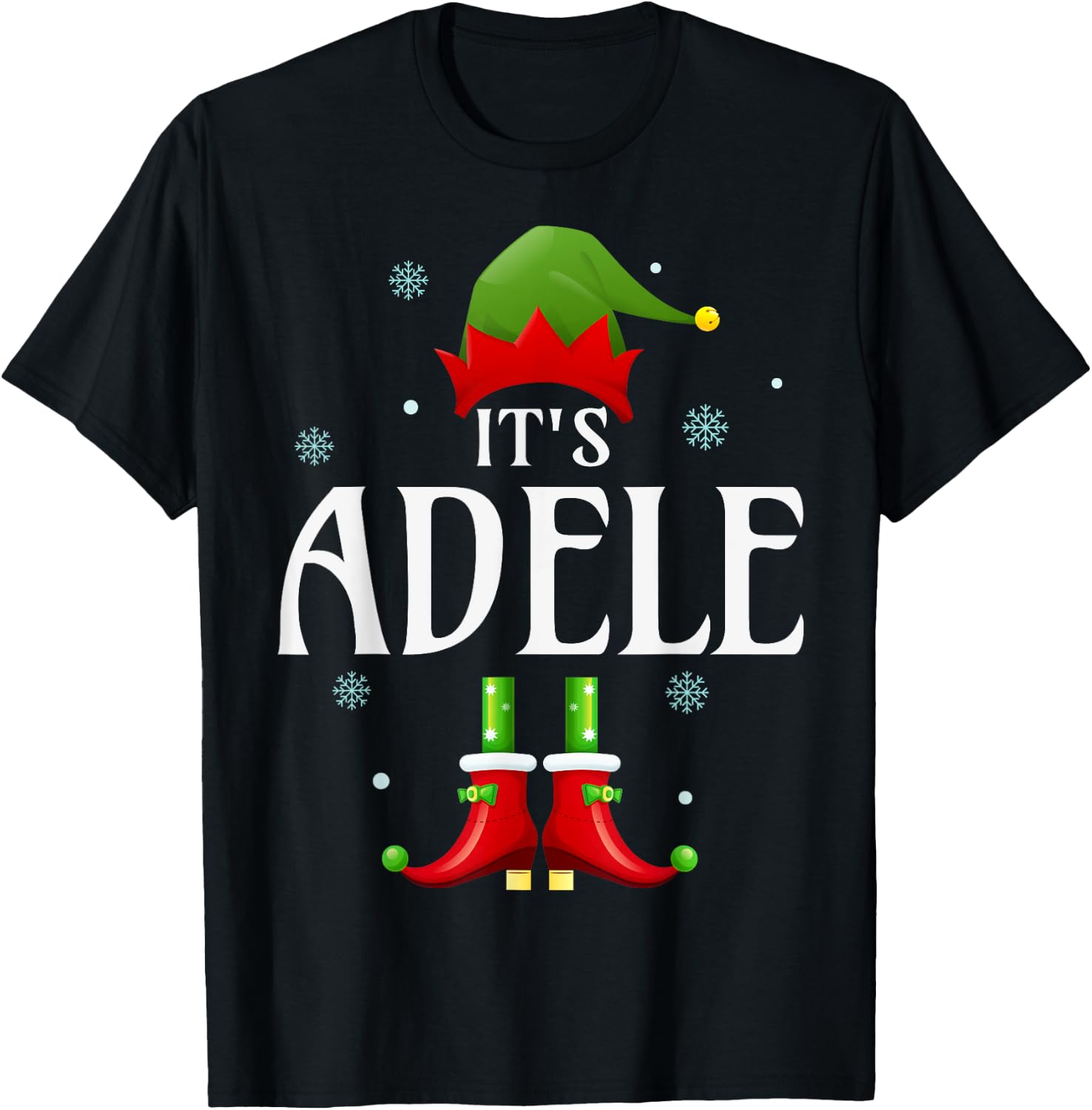 It's Adele Elf Funny Personalized Name Christmas Adele Xmas T-Shirt - T-Shirt | Black