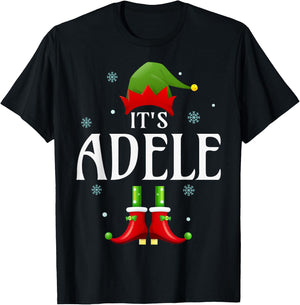 It's Adele Elf Funny Personalized Name Christmas Adele Xmas T-Shirt - T-Shirt | Black