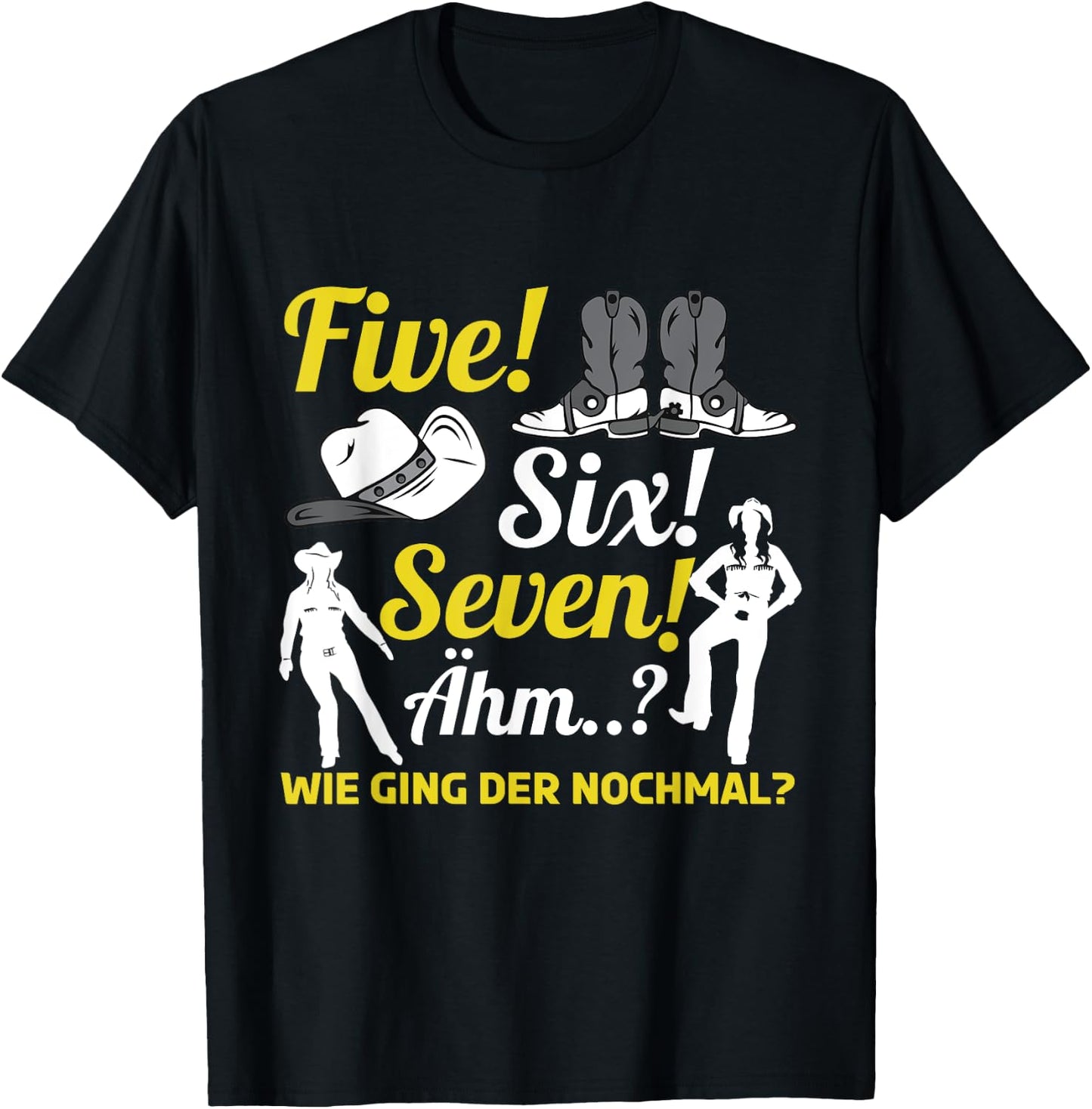 Line Dance Country Music Cowboy Boots , black T-Shirt - T-Shirt | Black