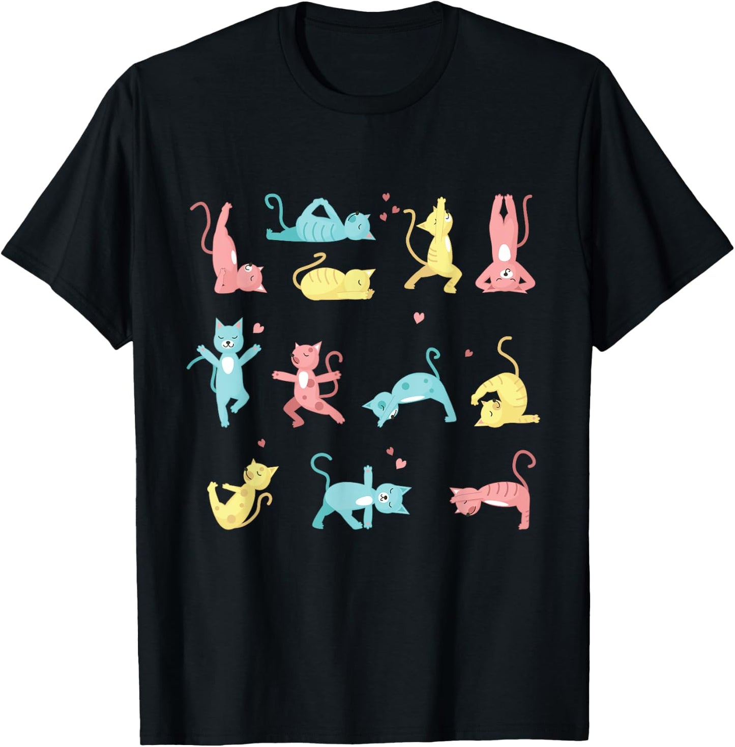 Funny Cat Training Yoga Posture Kitty Mood T-Shirt - T-Shirt | Black