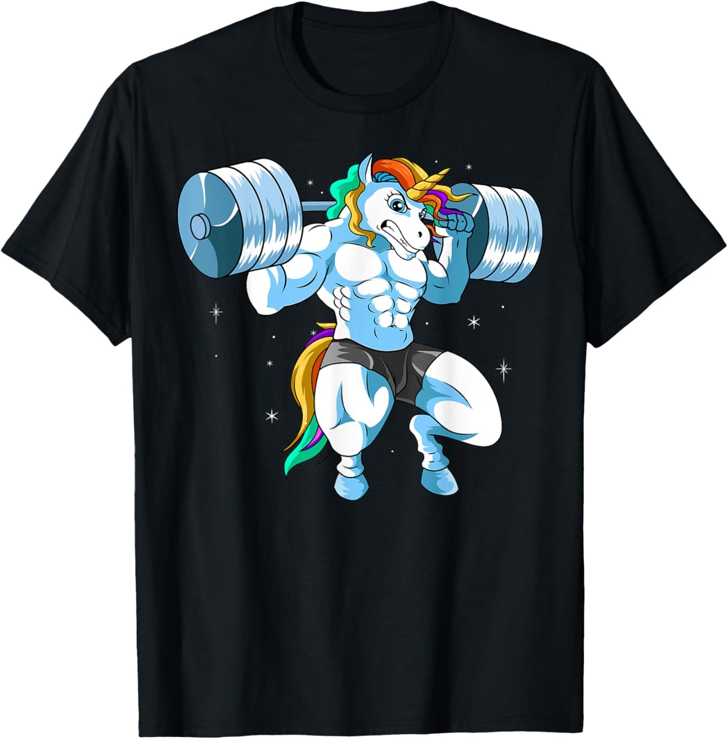 Weightlifter Barbell - Fitness Gym Weightlifing Unicorn T-Shirt - T-Shirt | Black
