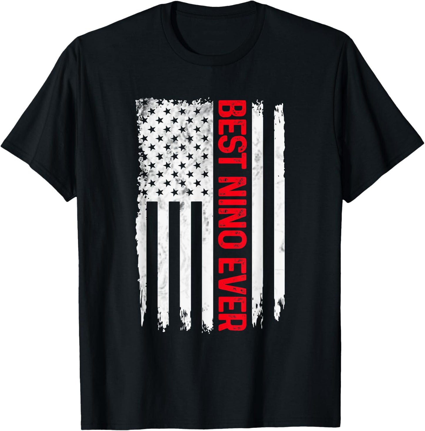 Best Nino Ever American flag Funny Papa Grandpa T-Shirt - T-Shirt | Black