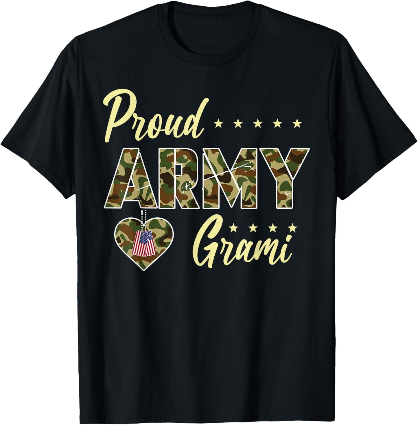 Proud Army Grami Camouflage Soldier Family Love Military T-Shirt - T-Shirt | Black